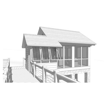 Perspective Side View of Porch and Outdoor Bathroom Design