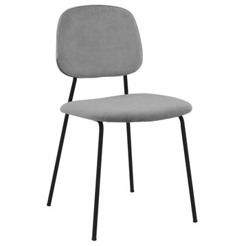 Lucy Grey Velvet and Metal Dining Room Chairs - Set of 2