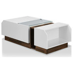 Decor Love - Modern Coffee Table, Unique Design With Open Shelf and Inner Storage, White - - Includes: one (1) coffee table