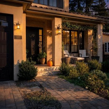 Front Yard Landscape Design at Dusk