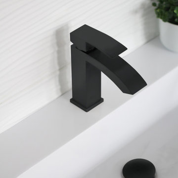 Bathroom Waterfall Faucet, Single Handle, Matte Black Finish