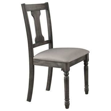 Acme Wallace Side Chairs, Gray Linen and Weathered Blue Washed, Set of 2