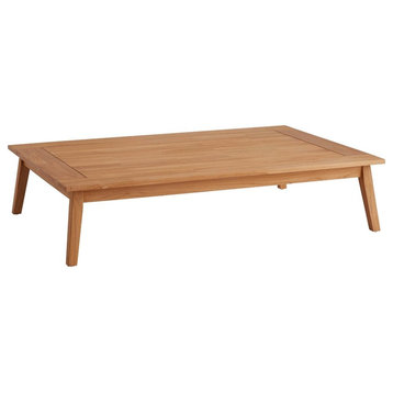 Linon Farrah Outdoor Teak Wood Coffee Table 12.4" High in Natural Oil Finish