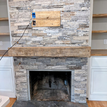 Stacked Stone Fireplace