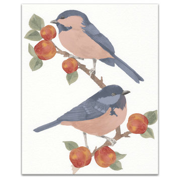 Birds And Branches Peach Canvas 16x20 Canvas Wall Art