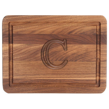 BigWood Boards Rectangle Monogram Walnut Cheese Board, C