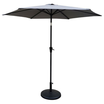 Rainey 9' Pole Umbrella With Carry Bag and Base, Gray