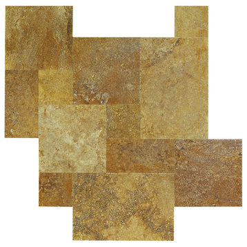Meandros Gold Travertine Tile Antique Pattern Brushed and Chiseled- 20 boxes