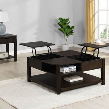 Flora 2Pc Dark Brown 36" Lift Top Coffee and End Table Set