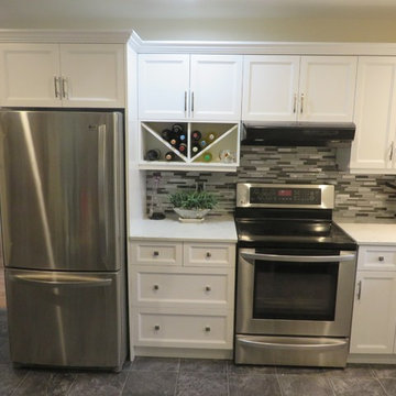 White Beveled Shaker Kitchen - Long Lake, Nanaimo (Cabinet Refacing)