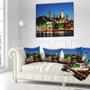 Panoramic Quebec City At Night Cityscape Photo Throw Pillow, 16"x16"