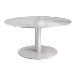 Modloft Bleecker High Coffee Table, White Marble - Coffee Tables
