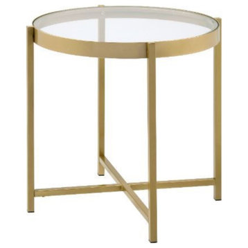 End Table, Gold Finish