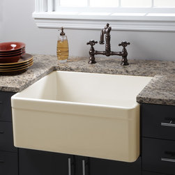26" BALDWIN FIRECLAY FARMHOUSE SINK - DECORATIVE LIP - BISCUIT - Bathroom Sinks