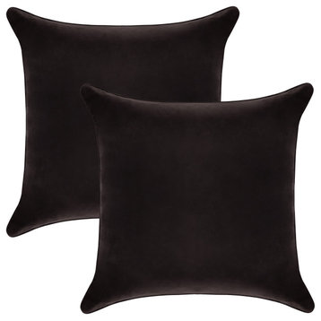 A1HC Soft Velvet Pillow Covers, YKK Zipper, Set of 2, Smoky Black, 18"x18"