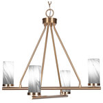 Toltec Lighting - Trinity 4 Light Chandelier Shown, New Age Brass Finish, 2.5" Onyx Swirl - Enhance your space with the Trinity 4-Light Chandelier. Installing this chandelier is a breeze - simply connect it to a 120 volt power supply. Set the perfect ambiance with dimmable lighting (dimmer not included). The chandelier is energy-efficient and LED compatible, providing convenience and energy savings. It's versatile and suitable for everyday use, compatible with candelabra base bulbs. Maintenance is a minimal with a damp cloth, as no chemicals are required. The chandelier's streamlined hardwired design adds a touch of elegance to any room. The durable glass shades ensure even light diffusion, creating a captivating atmosphere. Choose from multiple finish and color variations to find the perfect match for your decor.