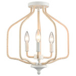 Elk Home - Breezeway 15.5'' Wide 3-Light Semi Flush Mount White Coral - The Breezeway collection is defined by thin lines with soft curves, giving this collection a coastal casual look. Natural rattan-wrapped arms lightly contrast the white coral finish. 3 light 60 watt Candelabra - E12 base B10 bulb Not Included .