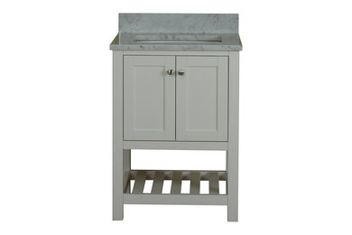 Inspiration for a contemporary 3/4 bathroom remodel in Other with shaker cabinets