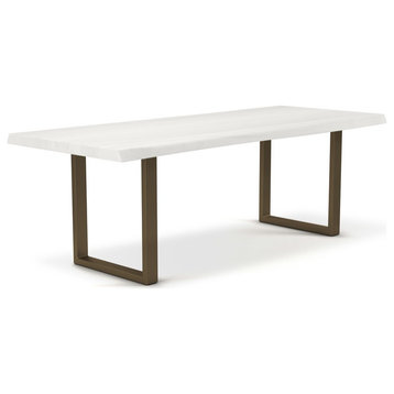 Orleans Dining Table, White Wash Brass Base, 79