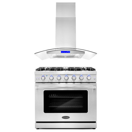 2-Piece Kitchen, 36" Gas Range and 36" Island Range Hood