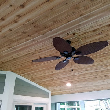 Timbertech Deck with New Deck Roof and Cedar Carsiding
