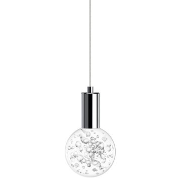 Globe Small 3" Bubble Acrylic Single Pendant Polished Chrome Socket