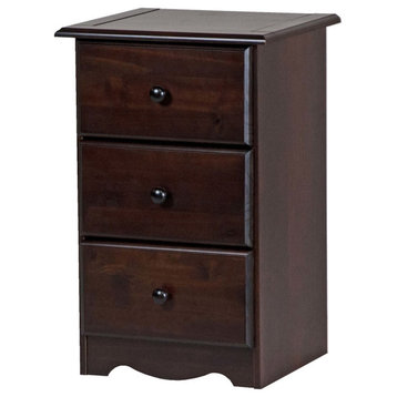100% Solid Wood 3-Drawer Night Stand, Java