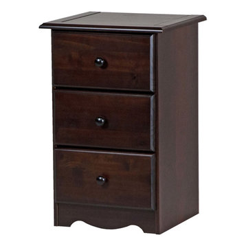 Solid Wood 3-Drawer Night Stand, Java
