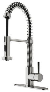 VIGO Edison Pull-Down Kitchen Faucet With Deck Plate, Stainless Steel