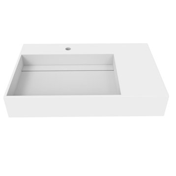 Juniper Wall Mounted Countertop Concealed Drain Basin Sink, White, 30", Left Basin, Standard