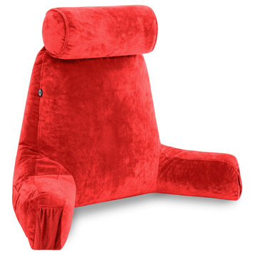 Medium Husband Pillow Red Reading Pillow Removable Neck Roll and Cover