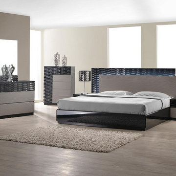 Roma Black and Grey Lacquer Platform Bed