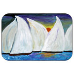 Mary Gifts By The Beach - Sunset Sails Plush Bath Mat, 20"x15" - Bath mats from my original art and designs. Super soft plush fabric with a non skid backing. Eco friendly water base dyes that will not fade or alter the texture of the fabric. Washable 100 % polyester and mold resistant. Great for the bath room or anywhere in the home. At 1/2 inch thick our mats are softer and more plush than the typical comfort mats.Your toes will love you.