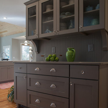 Gray hutch with bead board accent