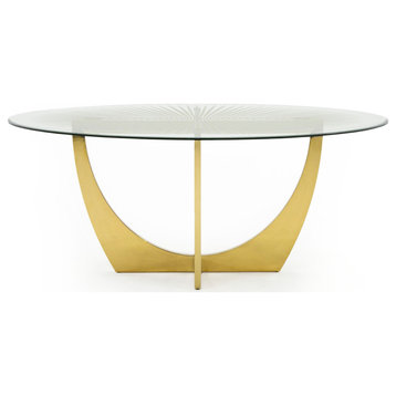 Modrest Chambers Glass and Gold Dining Table