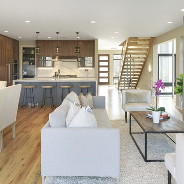 Antique Elm Flooring in an Open Concept Modern Home
