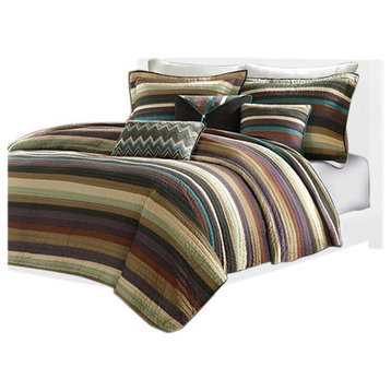 Madison Park Microfiber Quilted 5Pcs Coverlet Set, Twin/Twin Xl