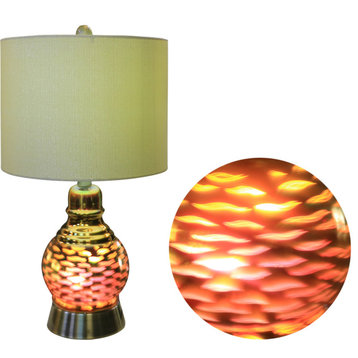 Glass Table Lamp - Antique Brass