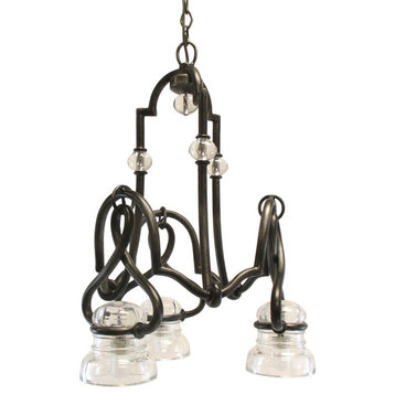 Kalco Darlington 3-Light Chandelier With Clear Glass, Vintage Iron Finish