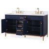 60"  Modern Style Navy Blue Beatrice Double Sink Bathroom Vanity - TB-9444-D60NB