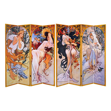 6' Tall Double Sided Four Seasons Canvas Room Divider