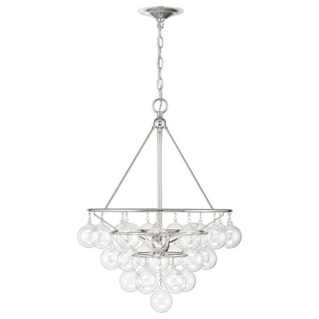 Isla 3-Light Nickel and Glass Contemporary Chandelier