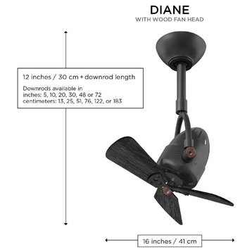 Diane Oscillating Directional Ceiling Fan With Mahogany Tone Blades, Brushed Nickel