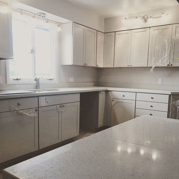 Innocence over Gray Cabinets
