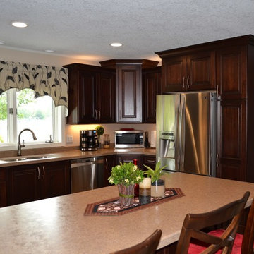 Warm Transitional Kitchen and Bathroom Remodel