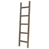 5 Step Rustic Espresso Gray Wood Ladder Shelf