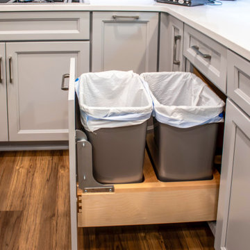 Custom Two Tone Gray Kosher Kitchen with Quartz Countertops