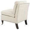 Safavieh Randy Slipper Chair, Off White Fabric, With Nail Heads