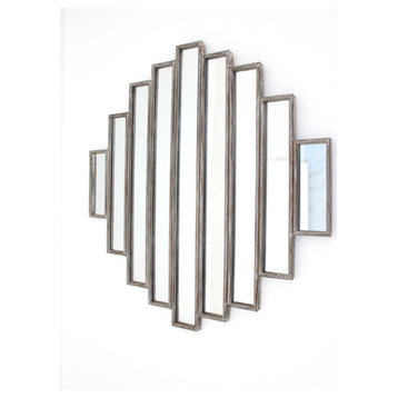 36"x36"x2" Silver Rustic Multi Mirrored Wall Sculpture