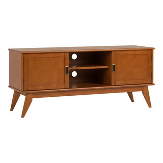 Draper Solid Hardwood Mid Century Low TV Media Stand For TVs up to 65" -  Midcentury - Entertainment Centers And Tv Stands - by Simpli Home Ltd. |  Houzz